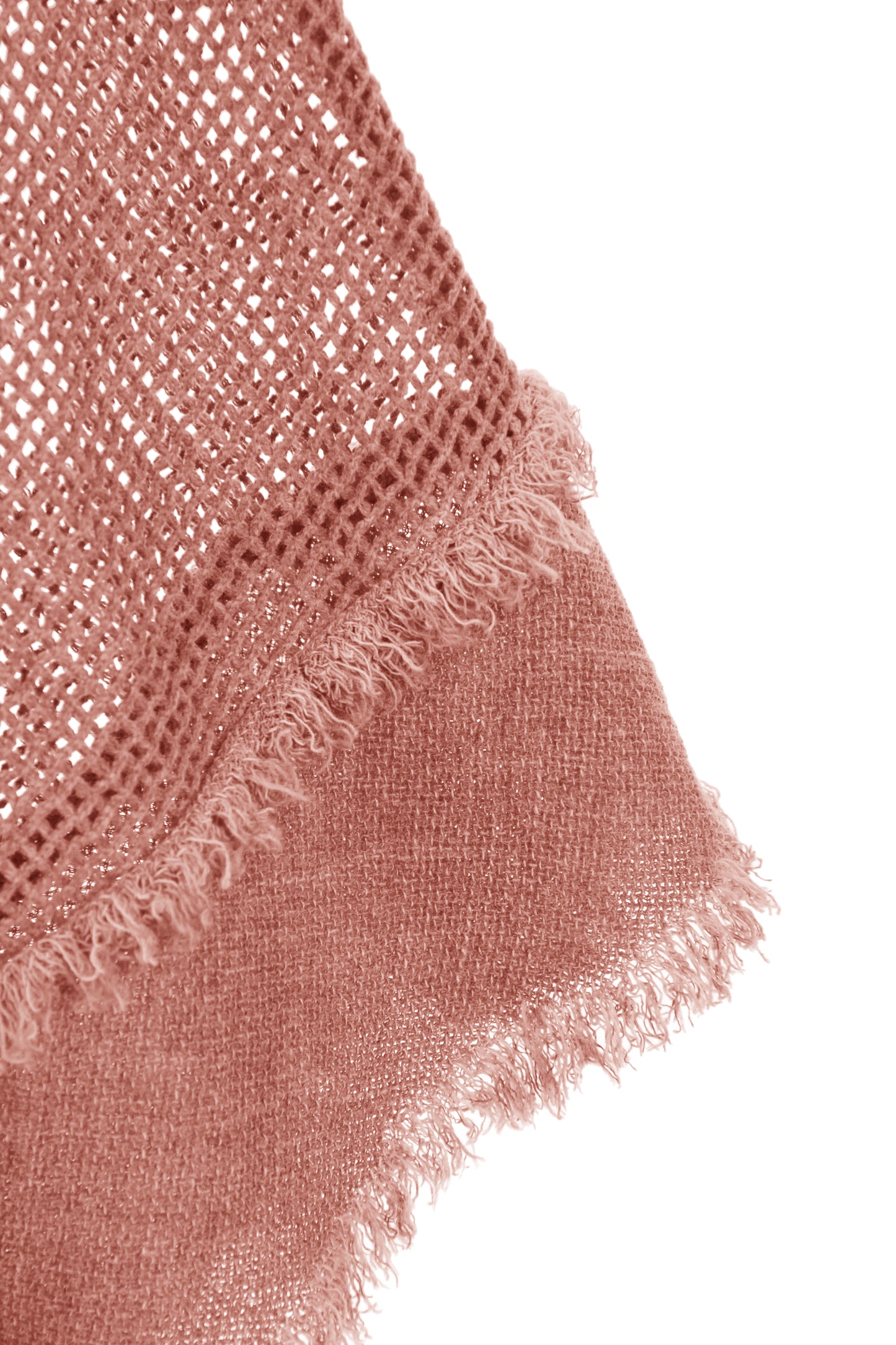 Frayed Trim Linen Mesh Top