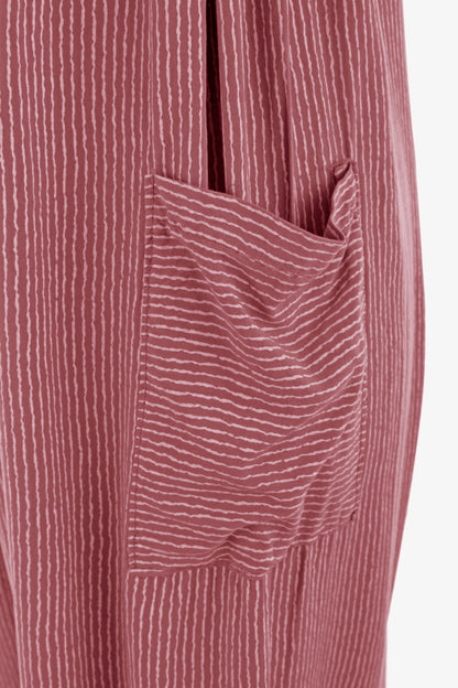 Button Detail Stripe Jumpsuit