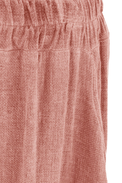 Side Slit Wide Leg Teabag Linen Trouser