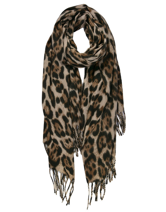 Leopard Print Brushed Scarf