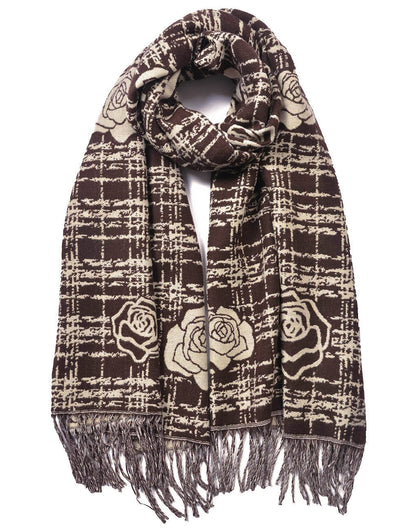 Rose Pattern Cashmere Scarf