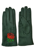 Load image into Gallery viewer, Rose Embroidery Suede Gloves
