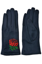 Load image into Gallery viewer, Rose Embroidery Suede Gloves
