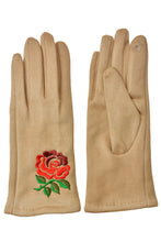 Load image into Gallery viewer, Rose Embroidery Suede Gloves
