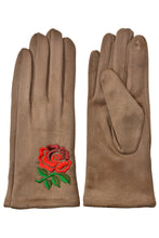 Load image into Gallery viewer, Rose Embroidery Suede Gloves
