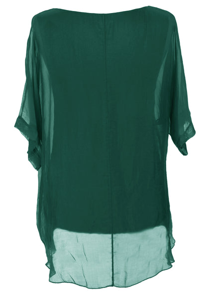 Frayed Hem Silk Top