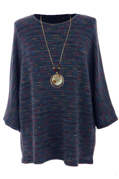 Batwing Tweed Necklace Top