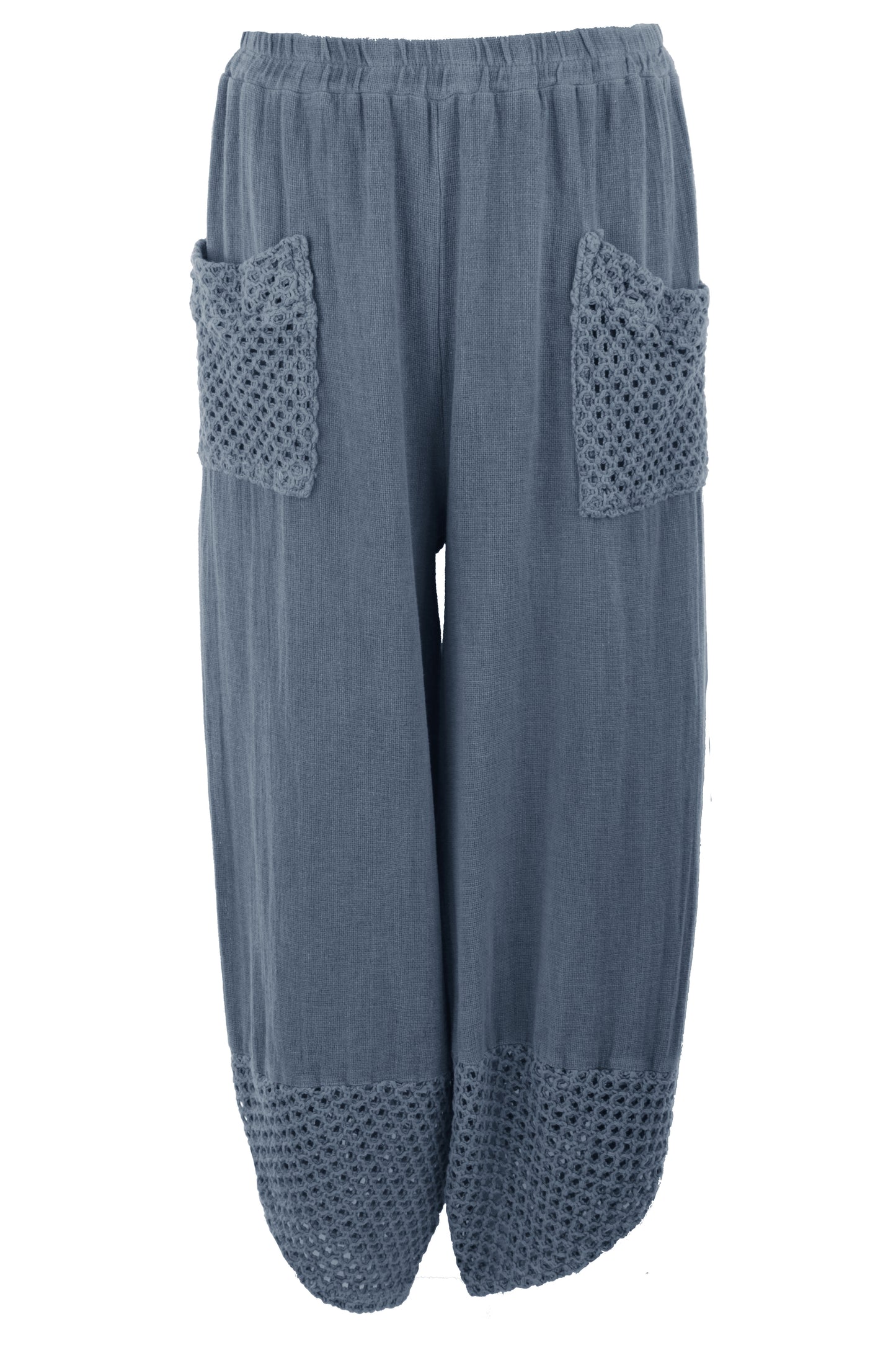 2 Crochet Pocket Barrel Leg Teabag Trouser