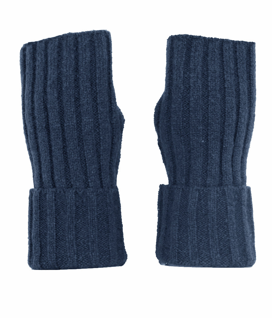 Fingerless Ribbed Knit Cashmere Gloves