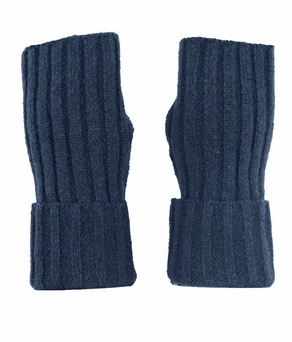 Fingerless Ribbed Knit Cashmere Gloves