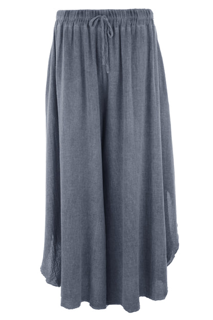 Side Slit Wide Leg Teabag Linen Trouser