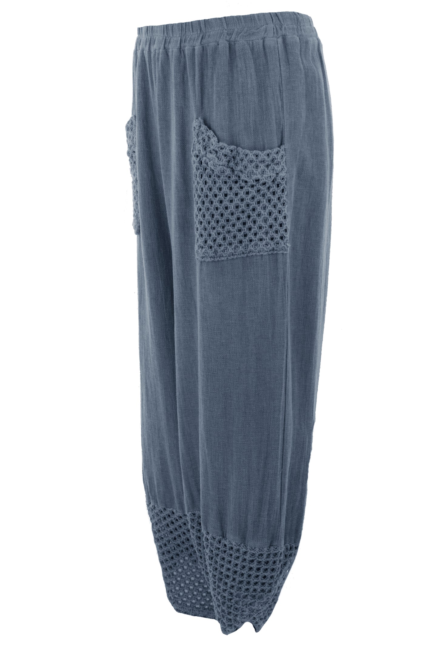 2 Crochet Pocket Barrel Leg Teabag Trouser