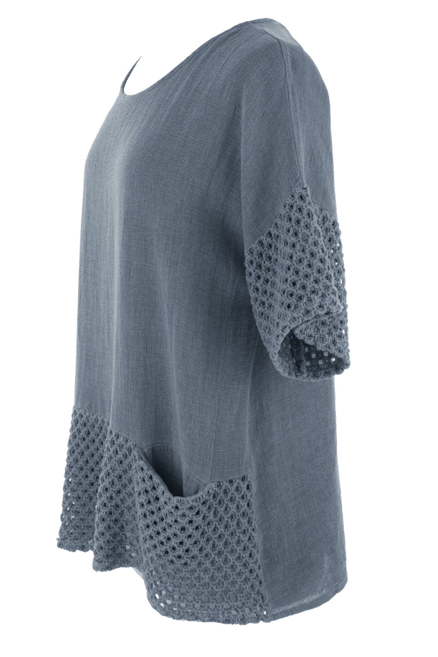 2 Pocket Crochet Detail Teabag Top