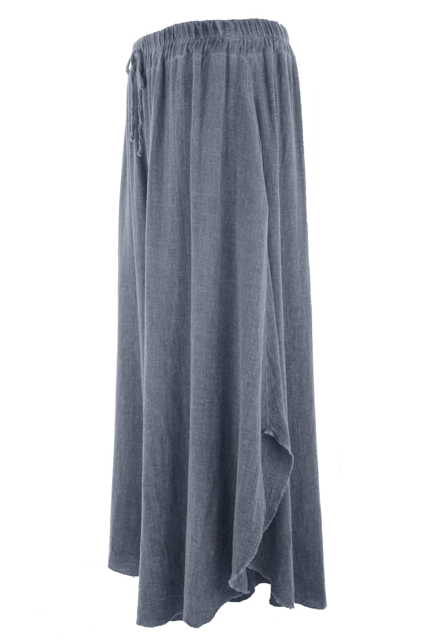Side Slit Wide Leg Teabag Linen Trouser