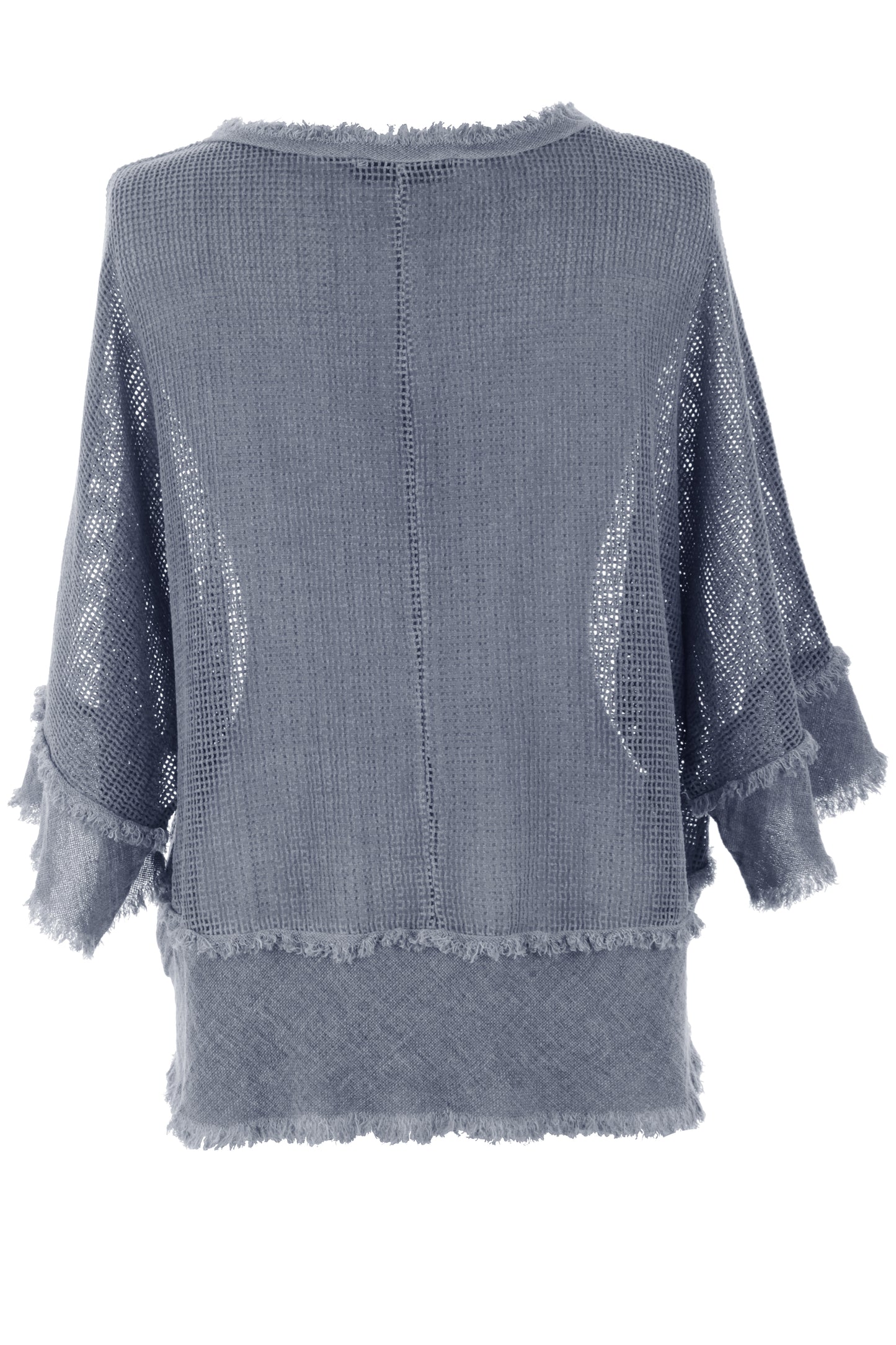 Frayed Trim Linen Mesh Top