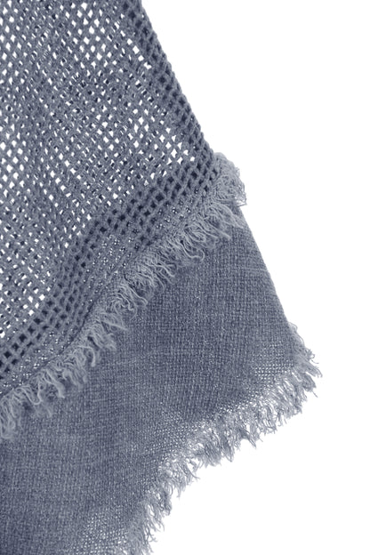 Frayed Trim Linen Mesh Top
