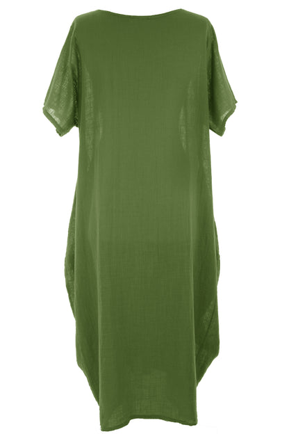 2 Pocket Cotton Tulip Midi Dress