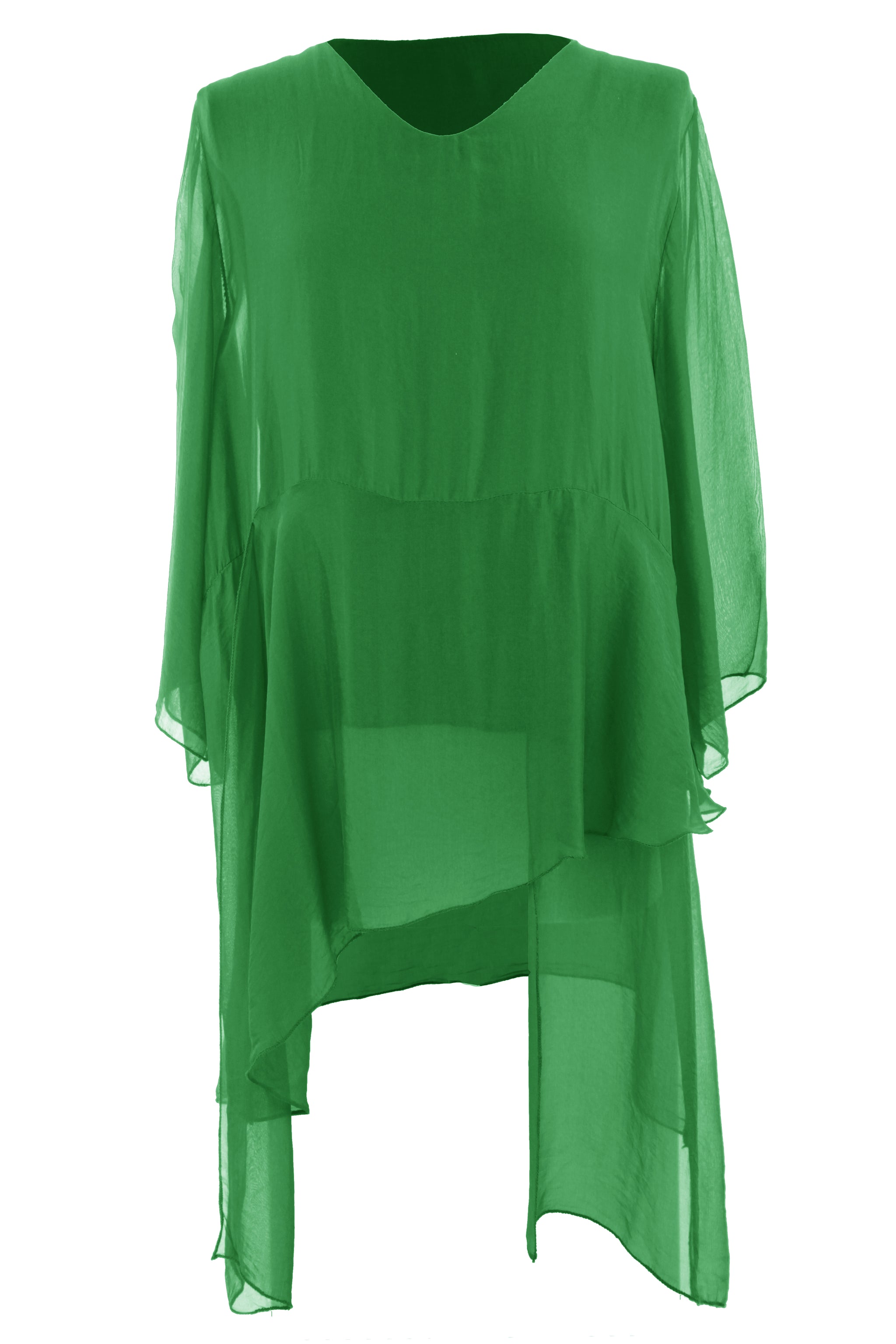 Ladies Women Italian Short Sleeve V Neck Asymmetric Silk Top Ladies Women Italian Short Sleeve V Neck Asymmetric Silk Top