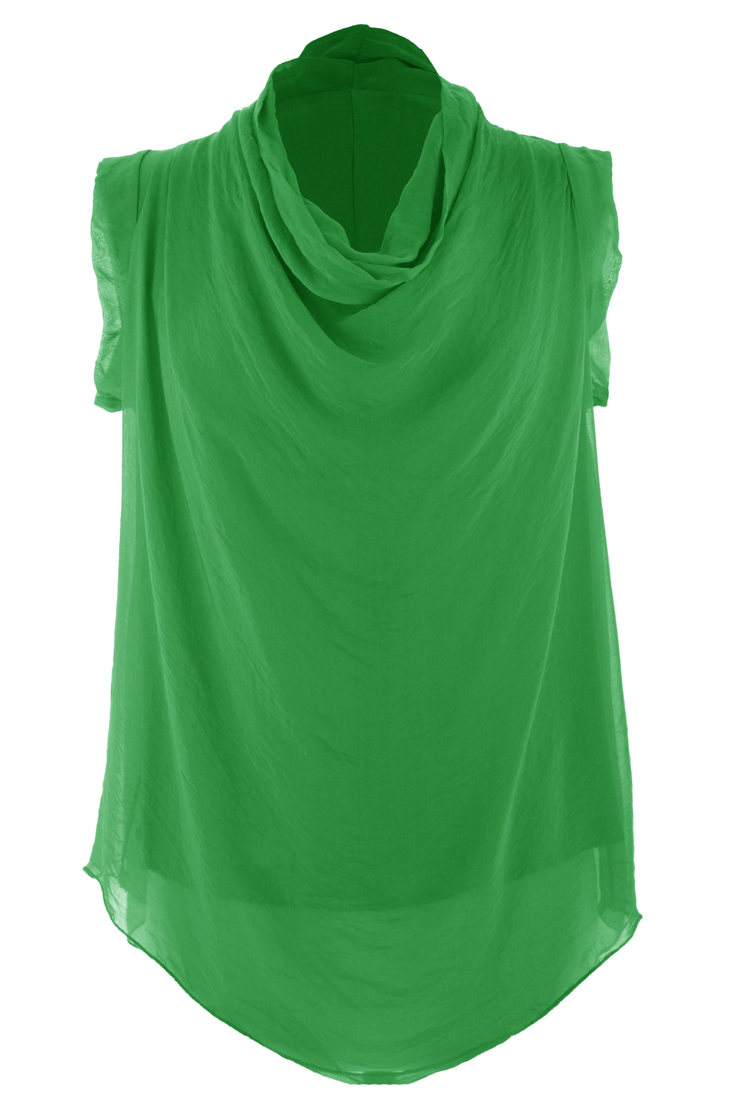 Sleeveless Cowl Neck Silk Top