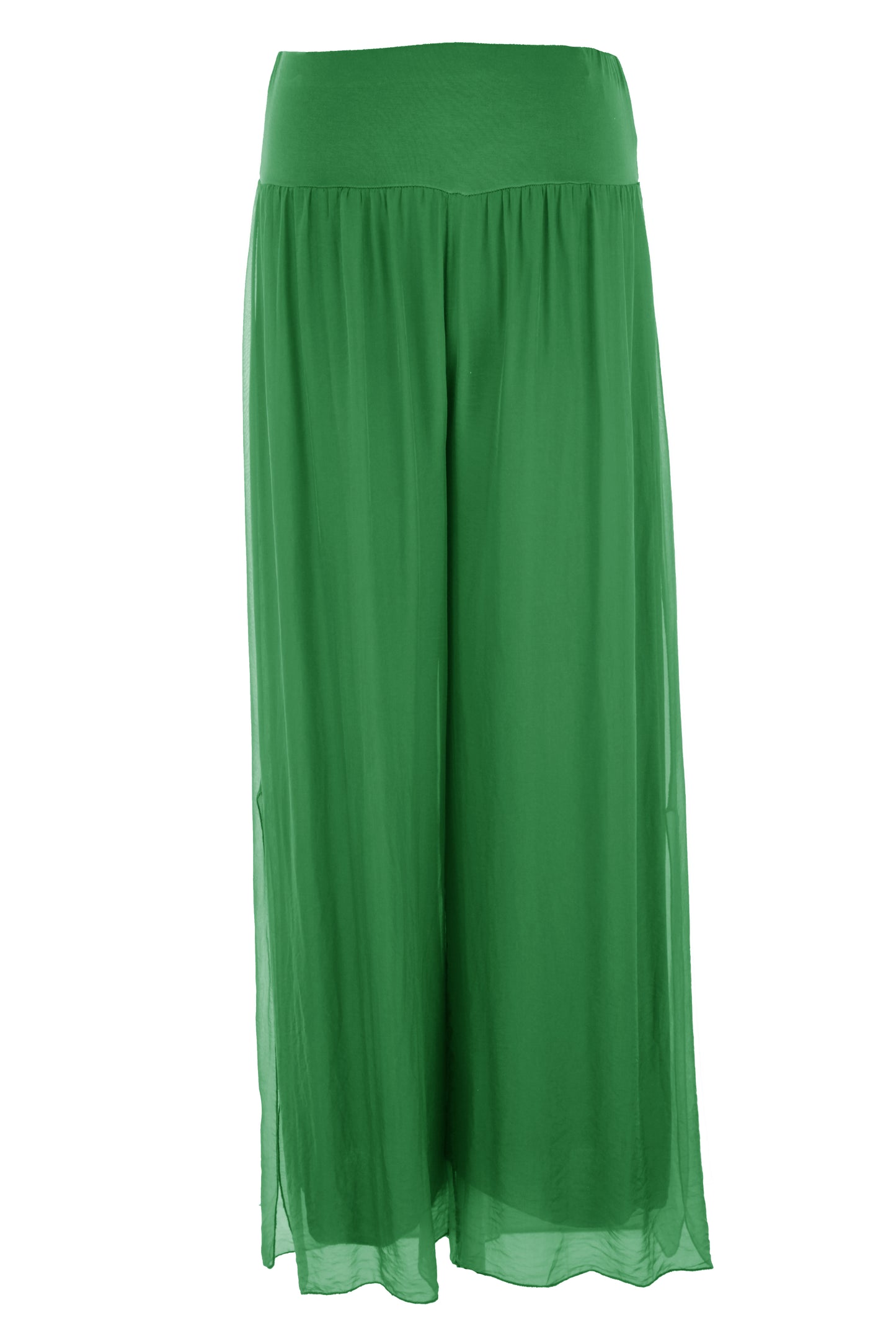 Side Slit Wide Leg Silk Trouser