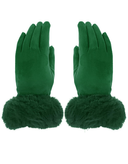 Faux Fur Cuff Suede Gloves
