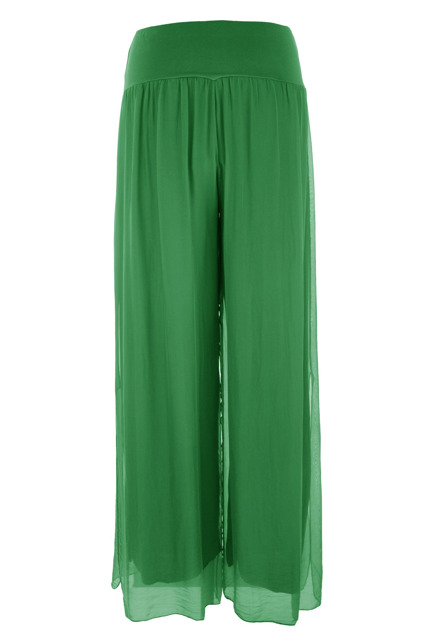 Side Slit Wide Leg Silk Trouser