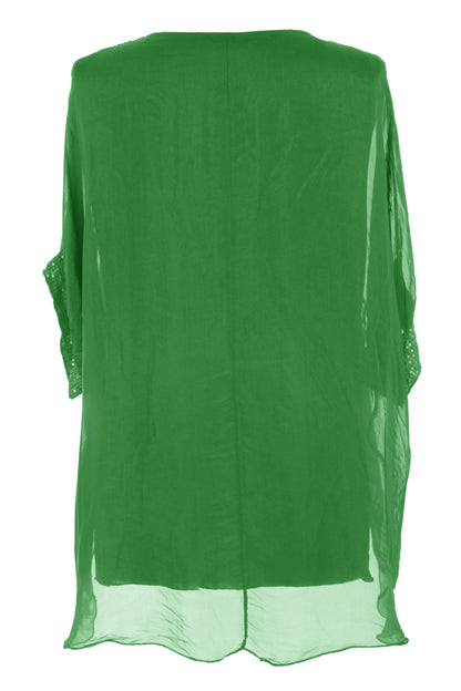 Sequin Hem Silk Top