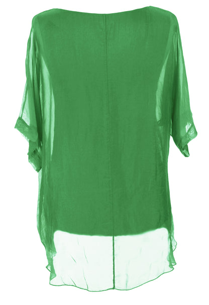 Frayed Hem Silk Top