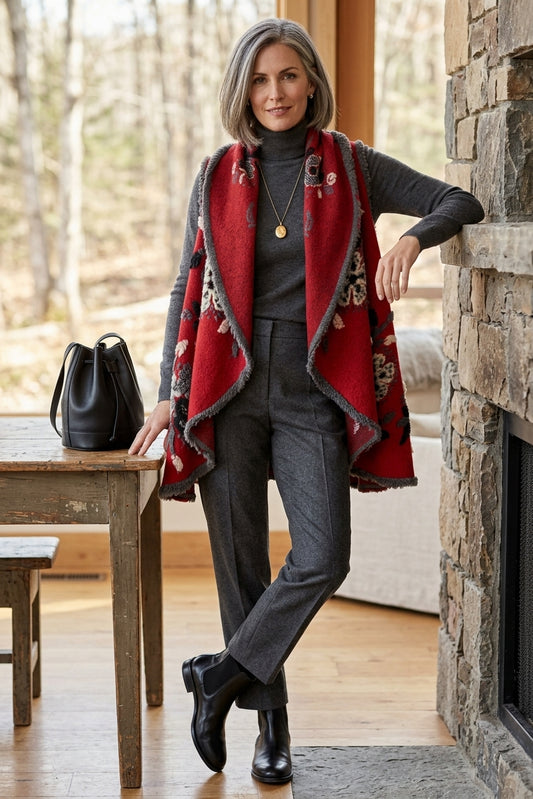 Reversible Floral Wool Gilet
