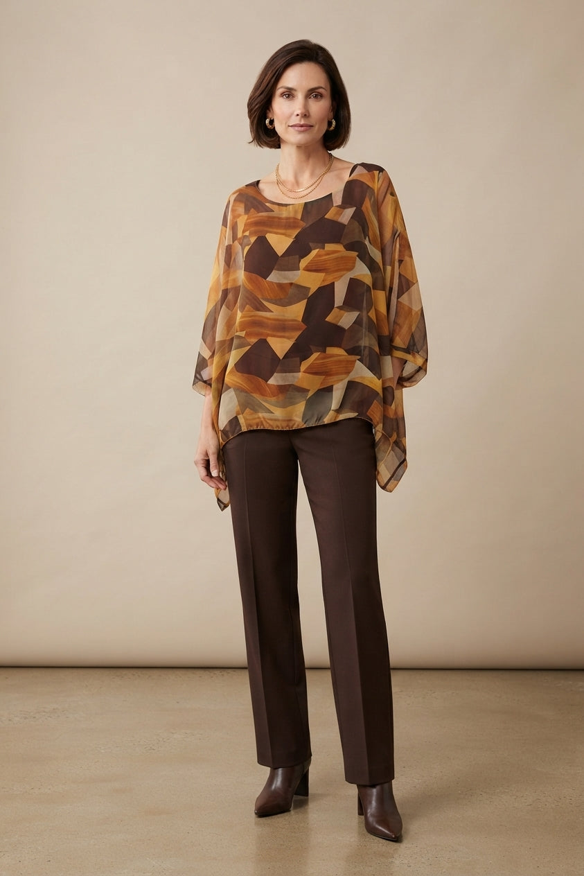 Geometric Print Silk Blouse