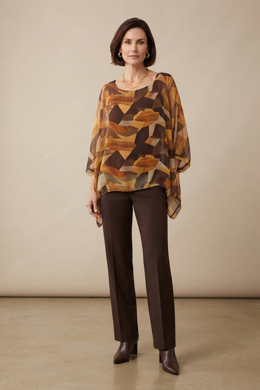 Geometric Print Silk Blouse