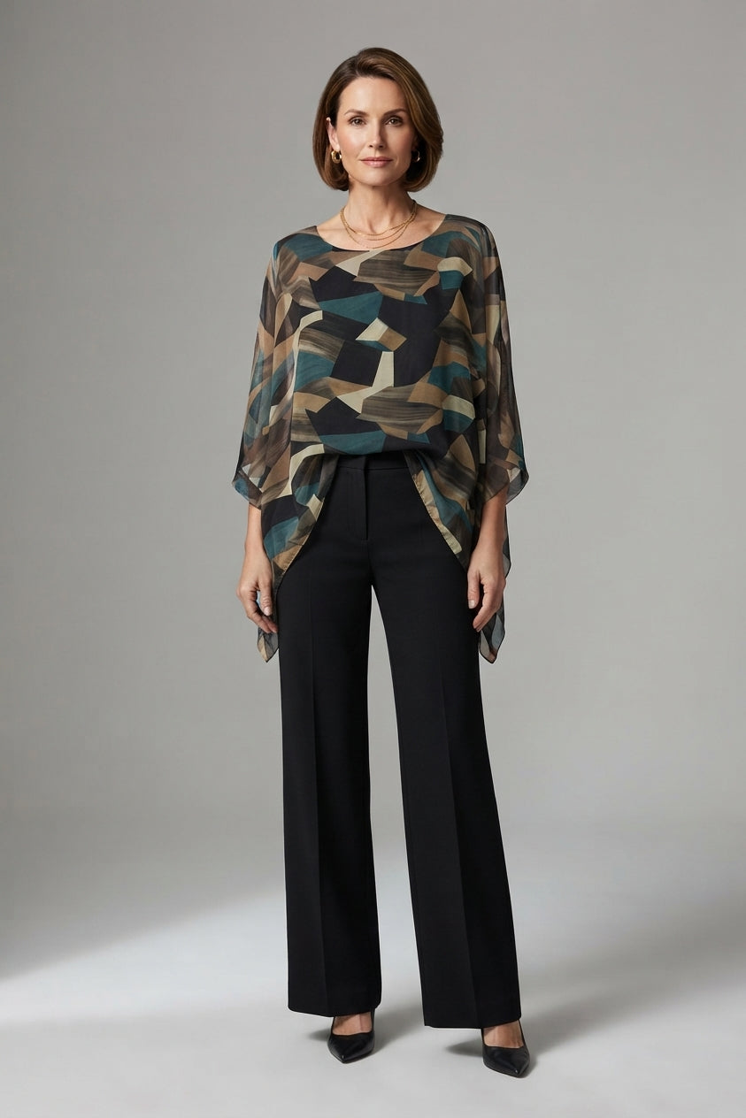 Geometric Print Silk Blouse