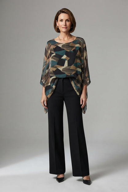 Geometric Print Silk Blouse