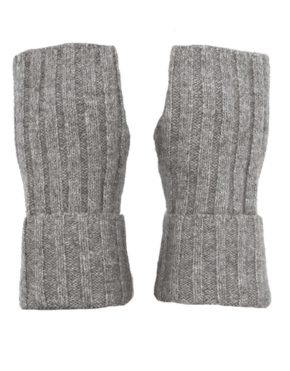 Fingerless Ribbed Knit Cashmere Gloves
