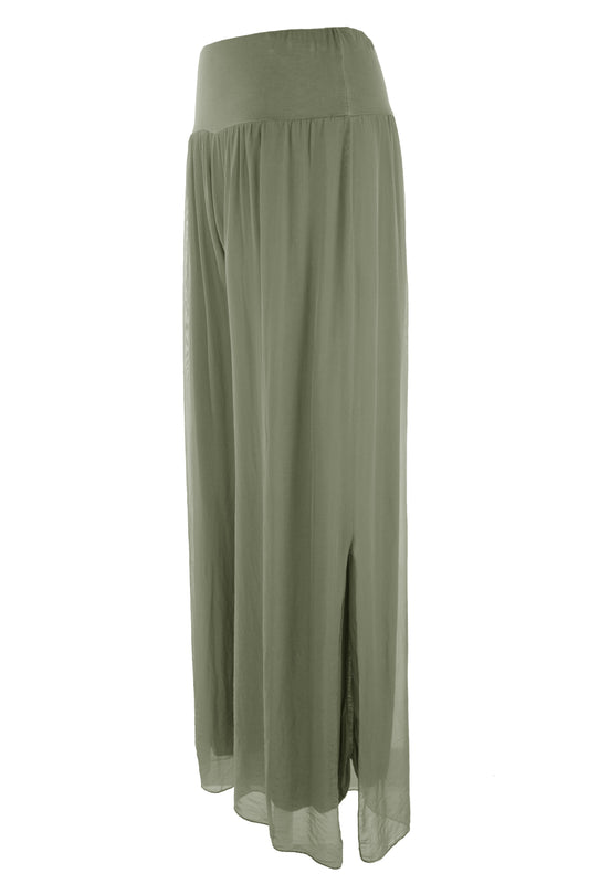 Wide Leg Silk Trouser