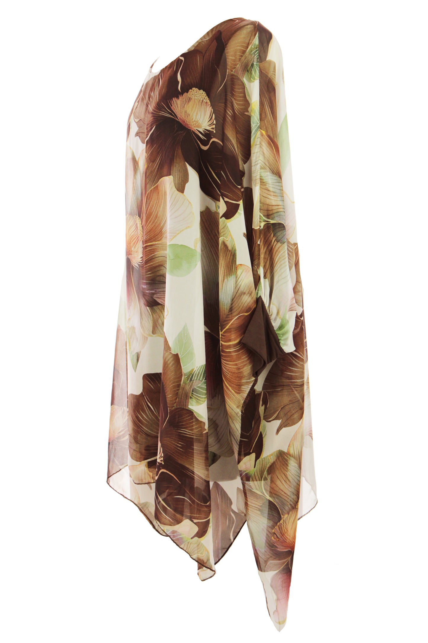 Floral Print Batwing Silk Blouse