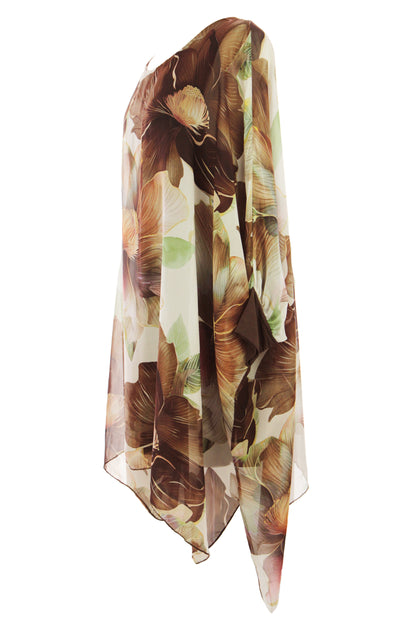 Floral Print Batwing Silk Blouse