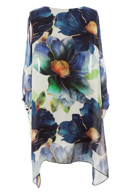 Floral Print Batwing Silk Blouse