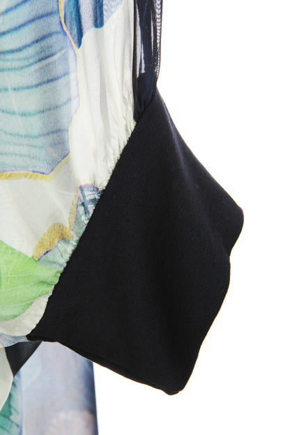 Floral Print Batwing Silk Blouse