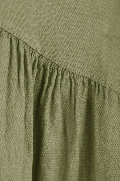 Pleat Panel Linen Dress