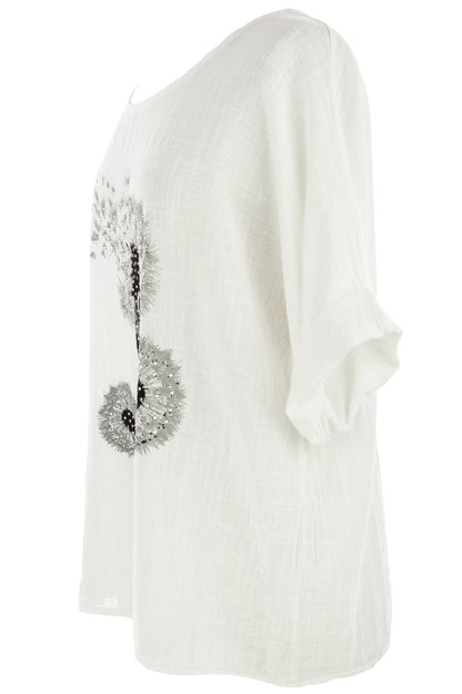 Dandelion Floral Print Cotton Top