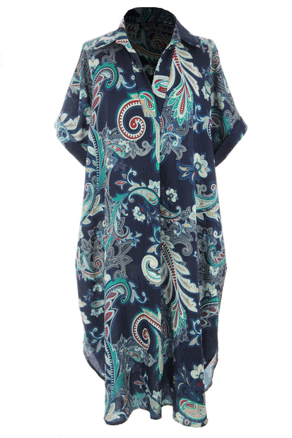Batwing Collar Paisley Print Midi