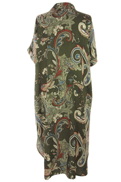Batwing Collar Paisley Print Midi