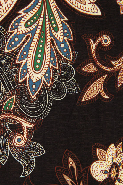 Batwing Collar Paisley Print Midi
