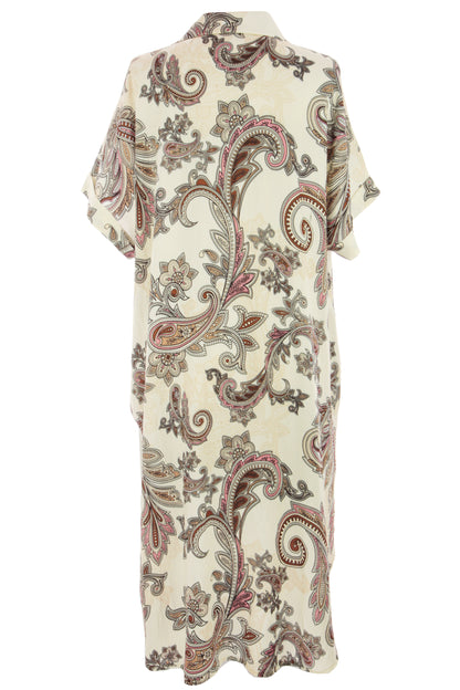 Batwing Collar Paisley Print Midi