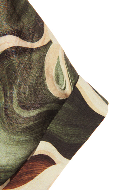 Batwing Collar Abstract Print Midi