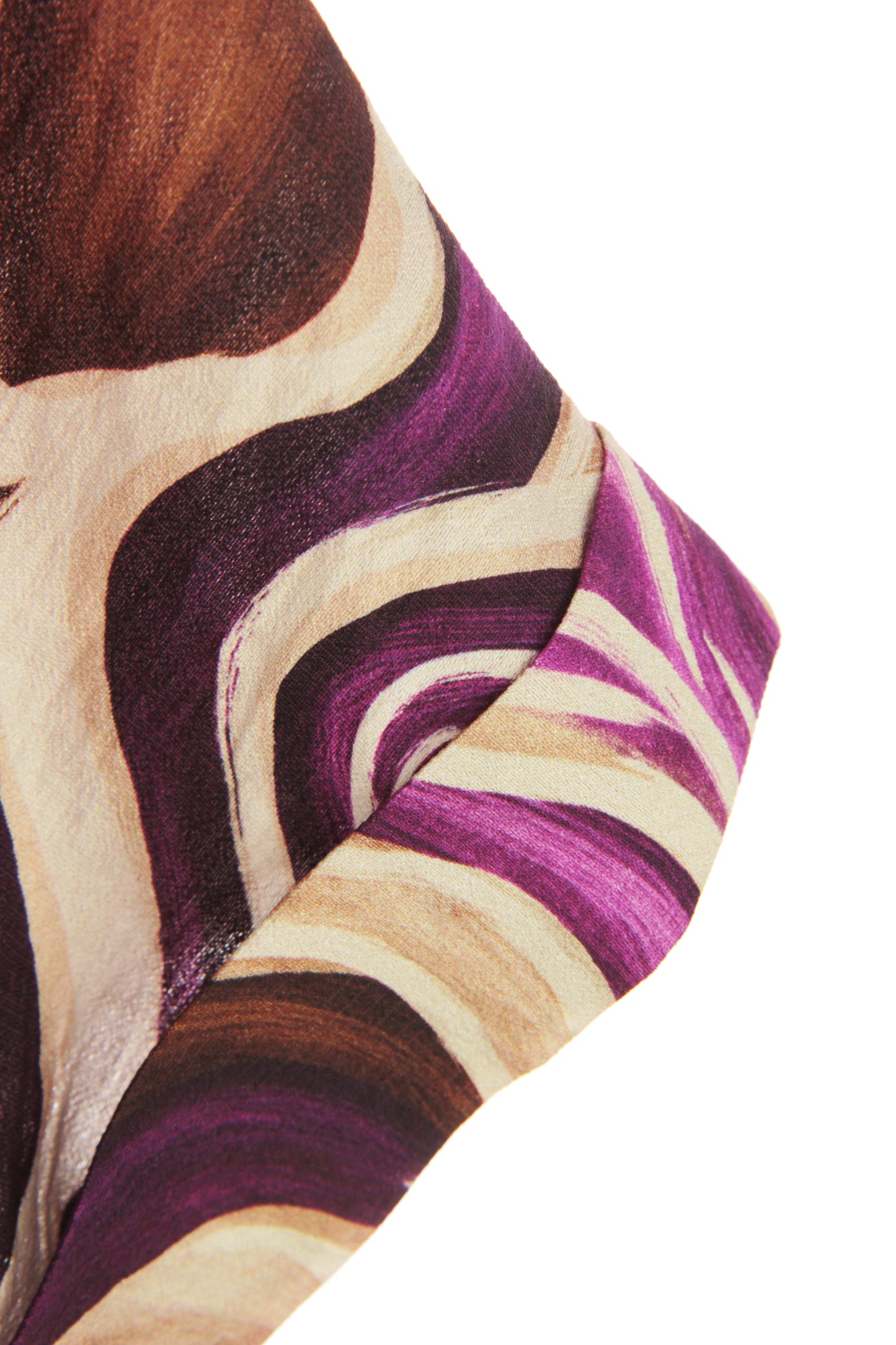 Batwing Collar Abstract Print Midi