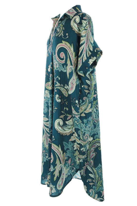 Batwing Collar Paisley Print Midi