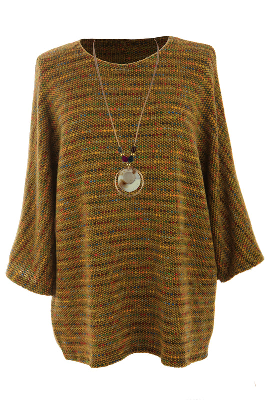 Batwing Tweed Necklace Top