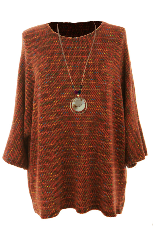 Batwing Tweed Necklace Top